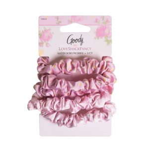 Goody x LoveShackFancy Satin Scrunchies - Ikat Rose & Coquette Bow - 5ct