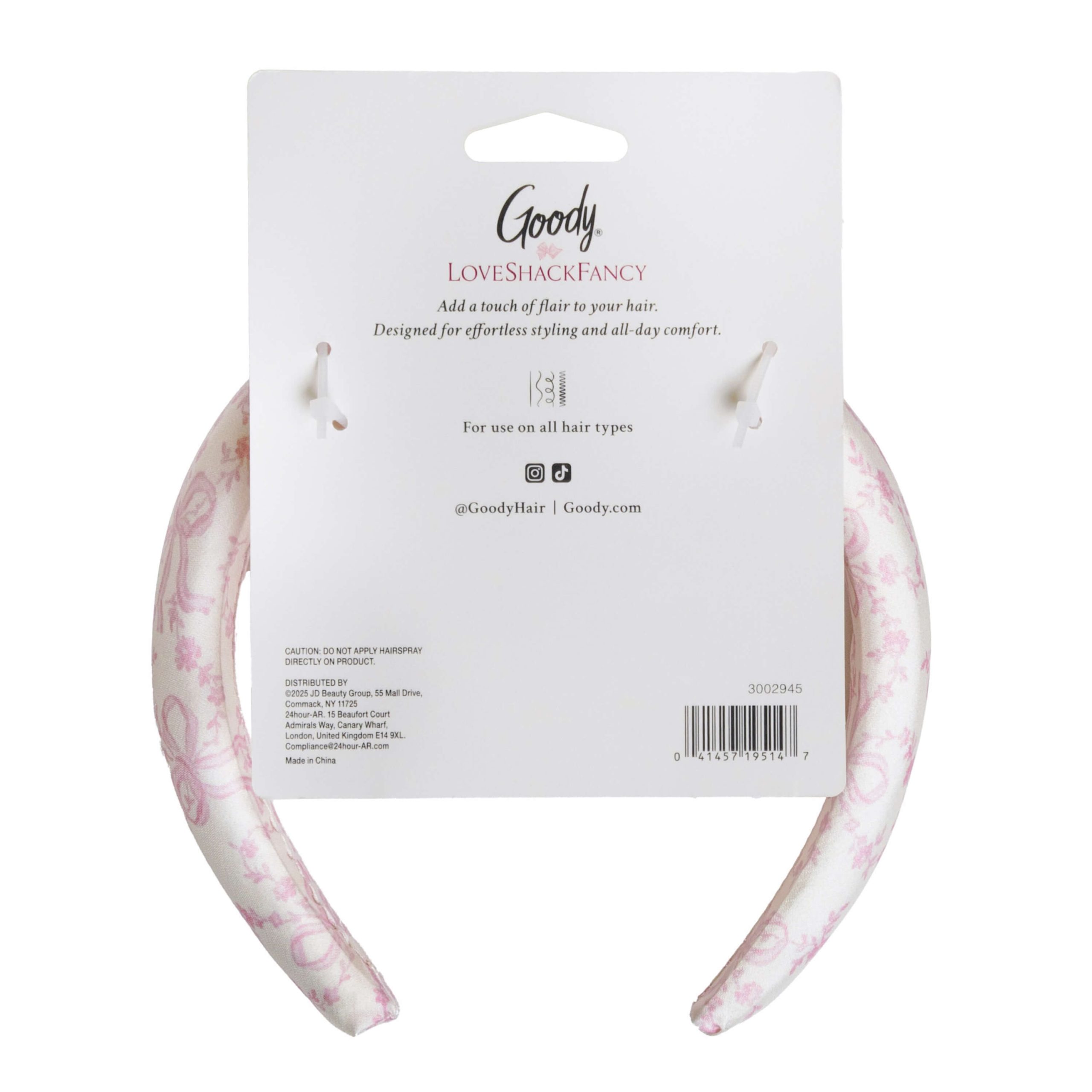 Goody x LoveShackFancy Padded Satin Headband - Coquette Bow - 1ct - Image 3