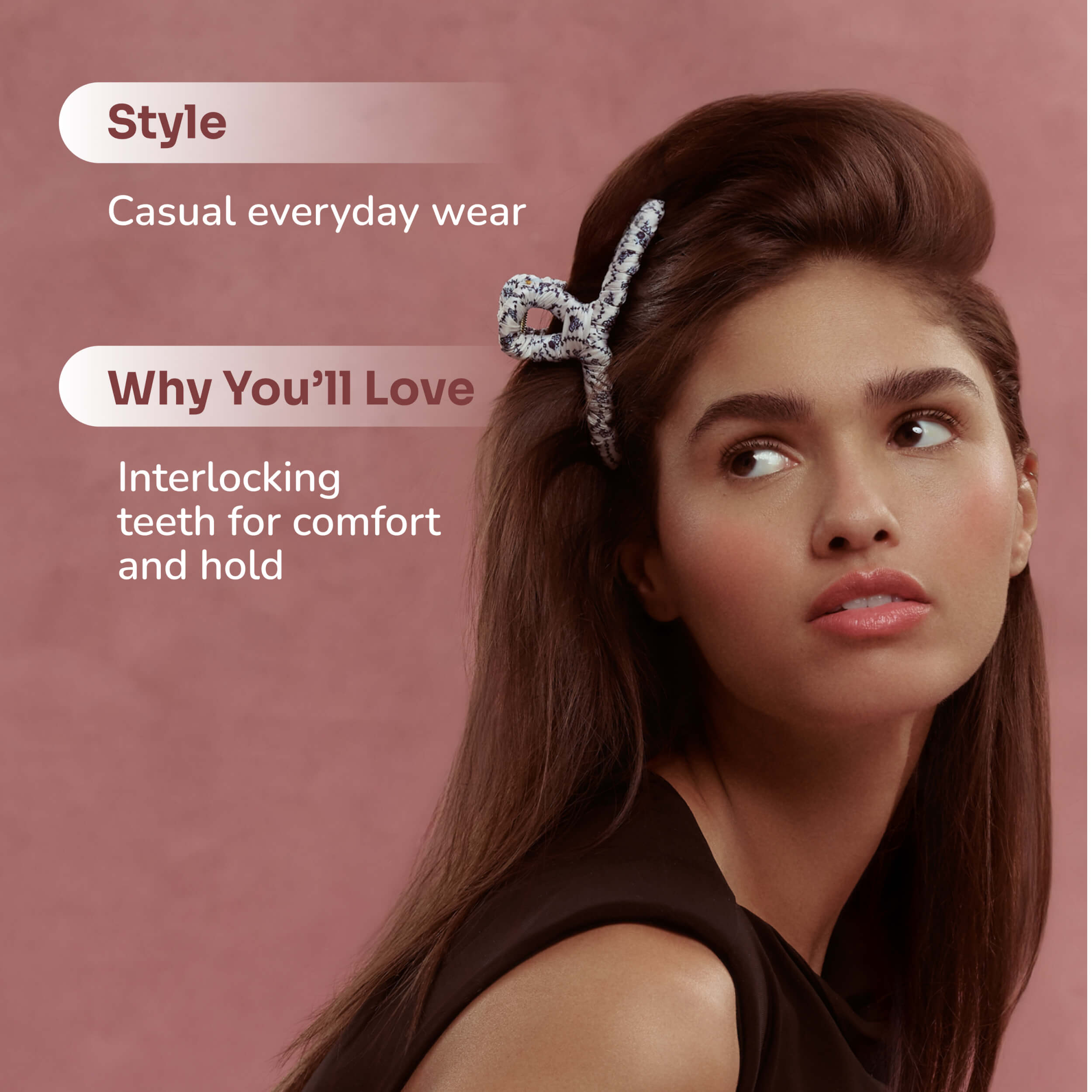 Wet Brush × Hill House Fabric Wrapped Claw Clip - Vine Stripe - Image 4