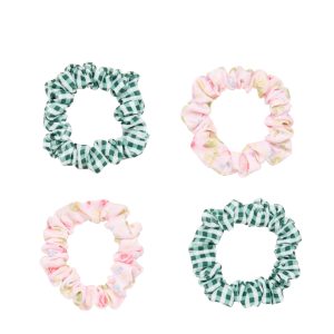 Wet Brush × Hill House Skinny Satin Scrunchies. 4ct - Pink/Green