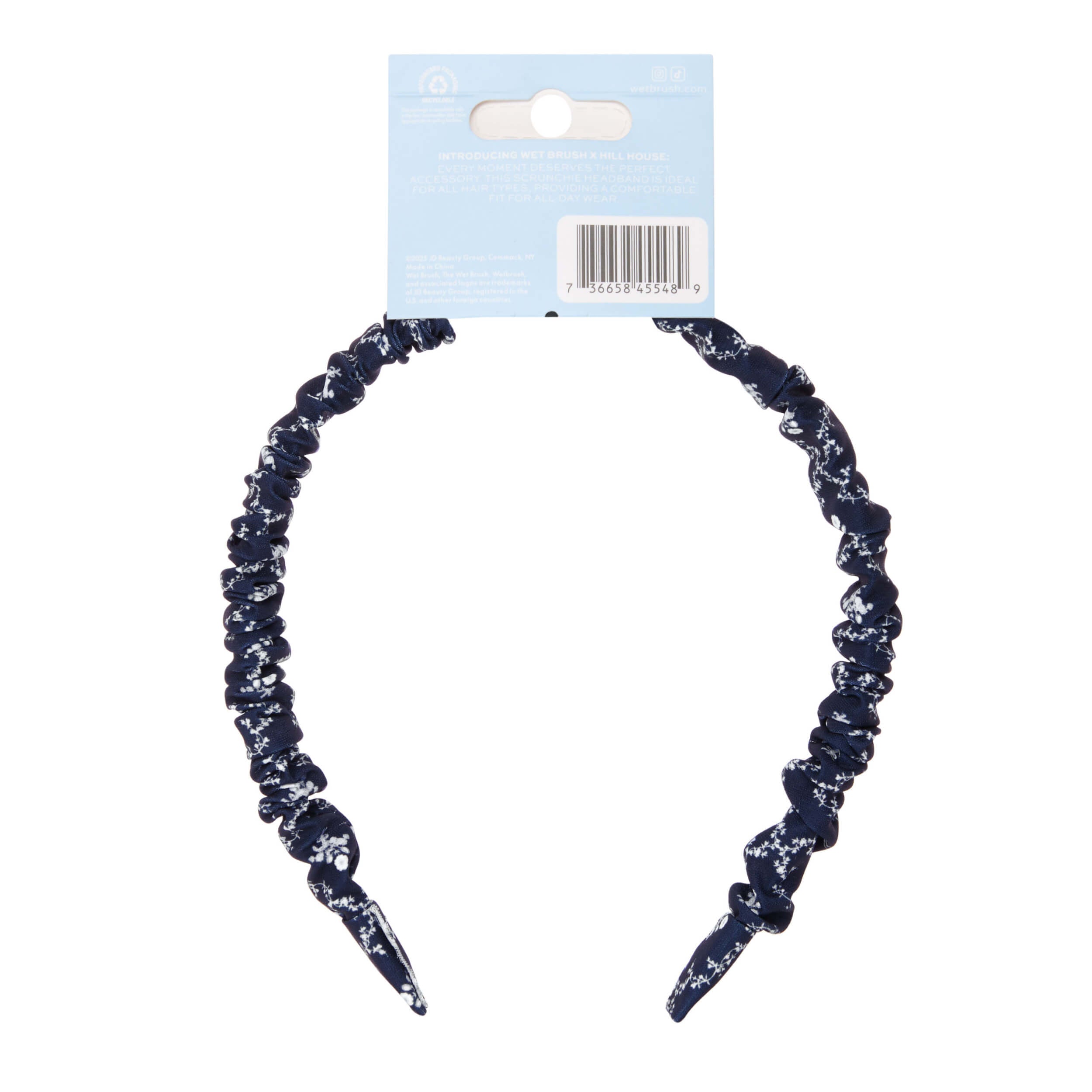 Wet Brush × Hill House Satin Scrunchie Headband - Navy Trellis - Image 6