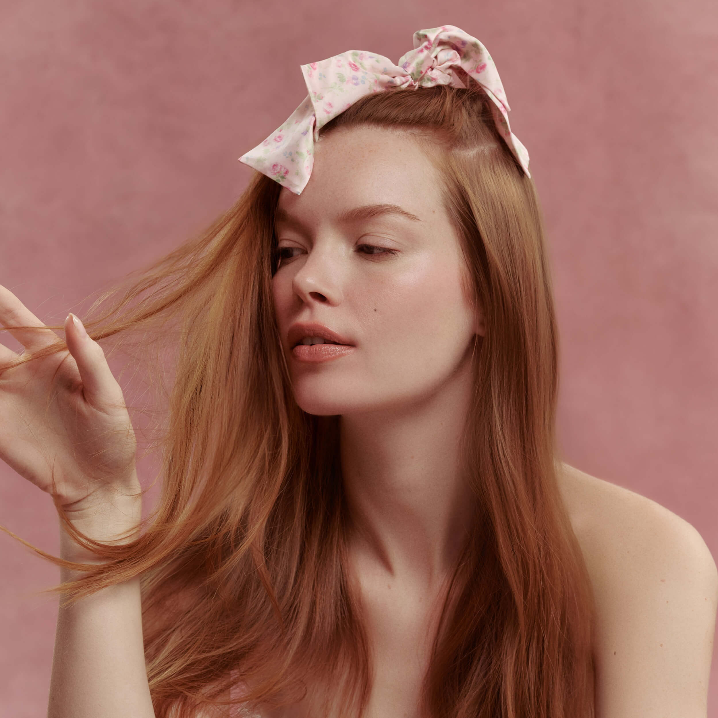 Wet Brush × Hill House Scarf Bow Scrunchie - Pink Bluebonnet Floral - Image 2