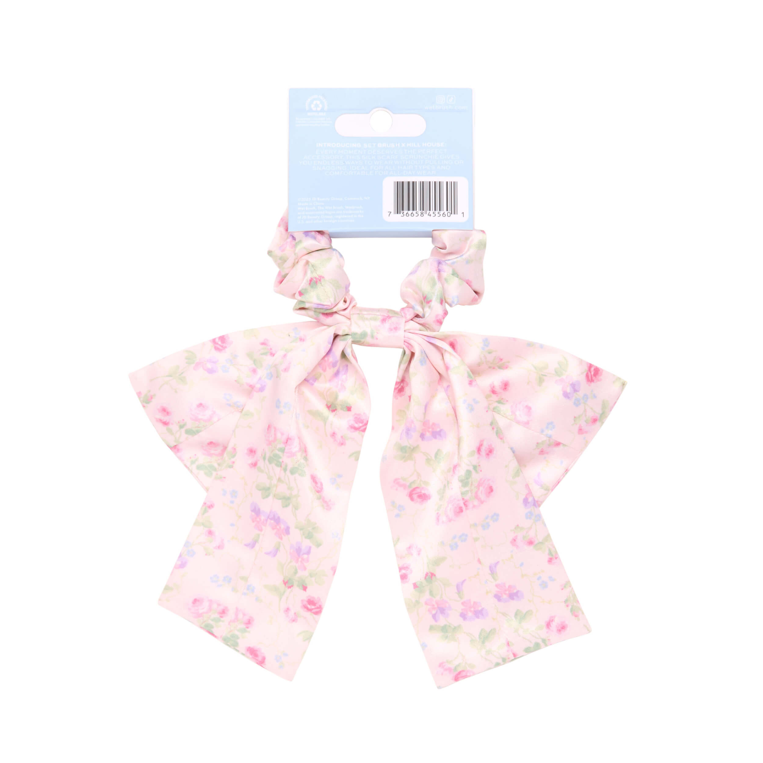 Wet Brush × Hill House Scarf Bow Scrunchie - Pink Bluebonnet Floral - Image 4