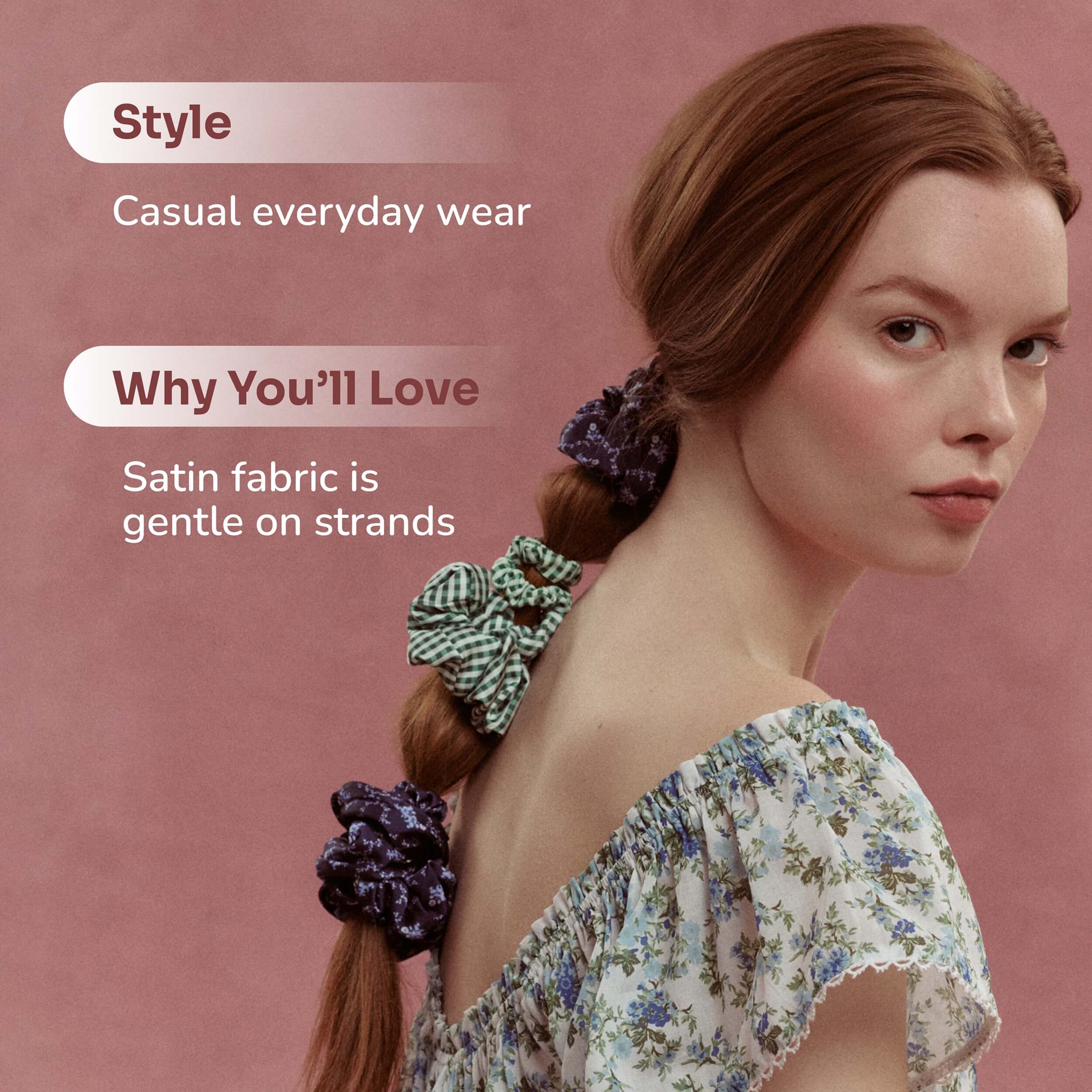 Wet Brush × Hill House Large Satin Scrunchie - Olive Gingham - Image 3