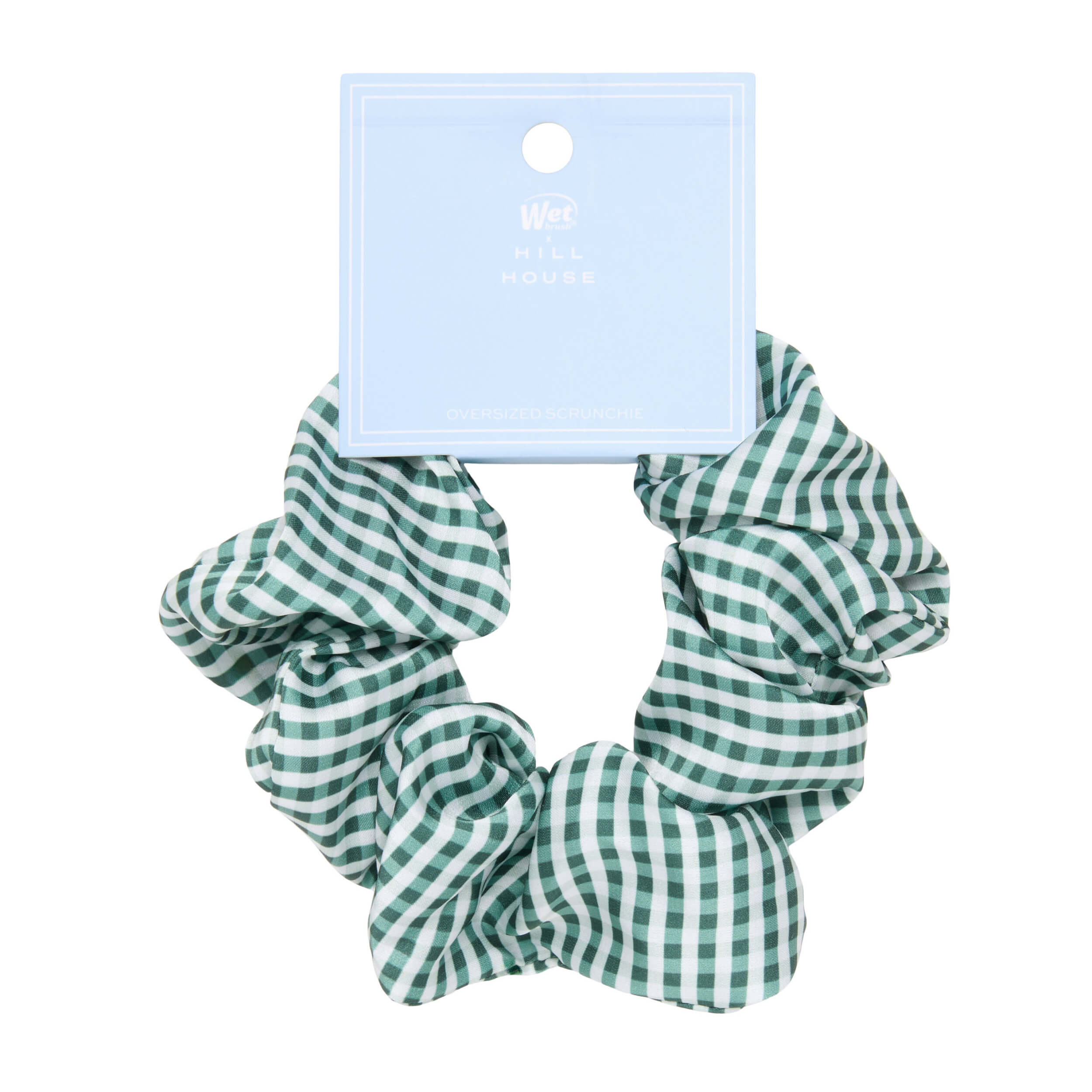 Wet Brush × Hill House Large Satin Scrunchie - Olive Gingham - Image 5