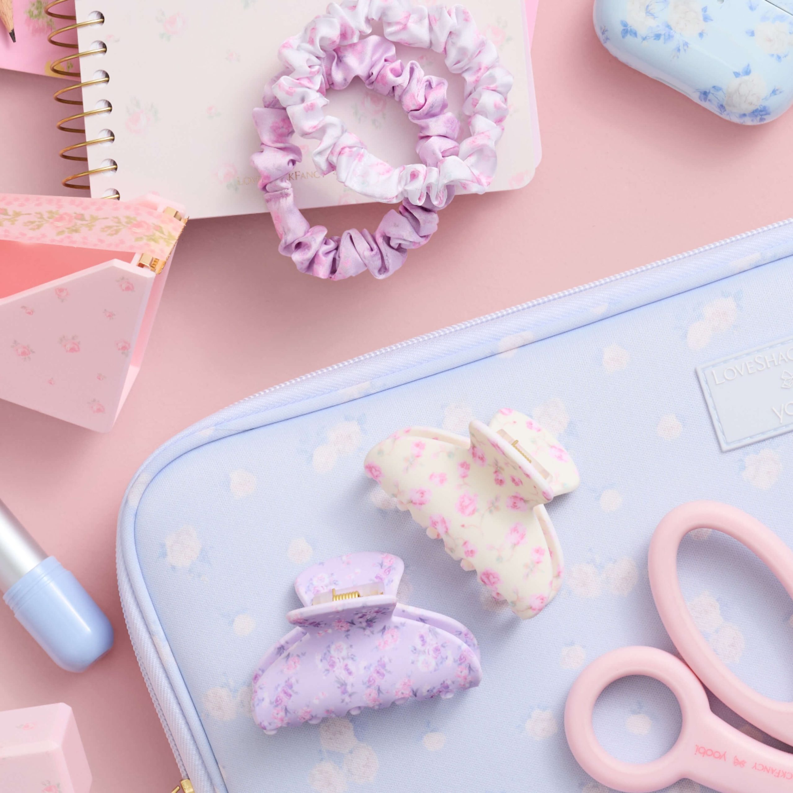 Goody x LoveShackFancy Small Claw Clips - Happy Thoughts and Ribbon Rosa - 2ct - Image 2